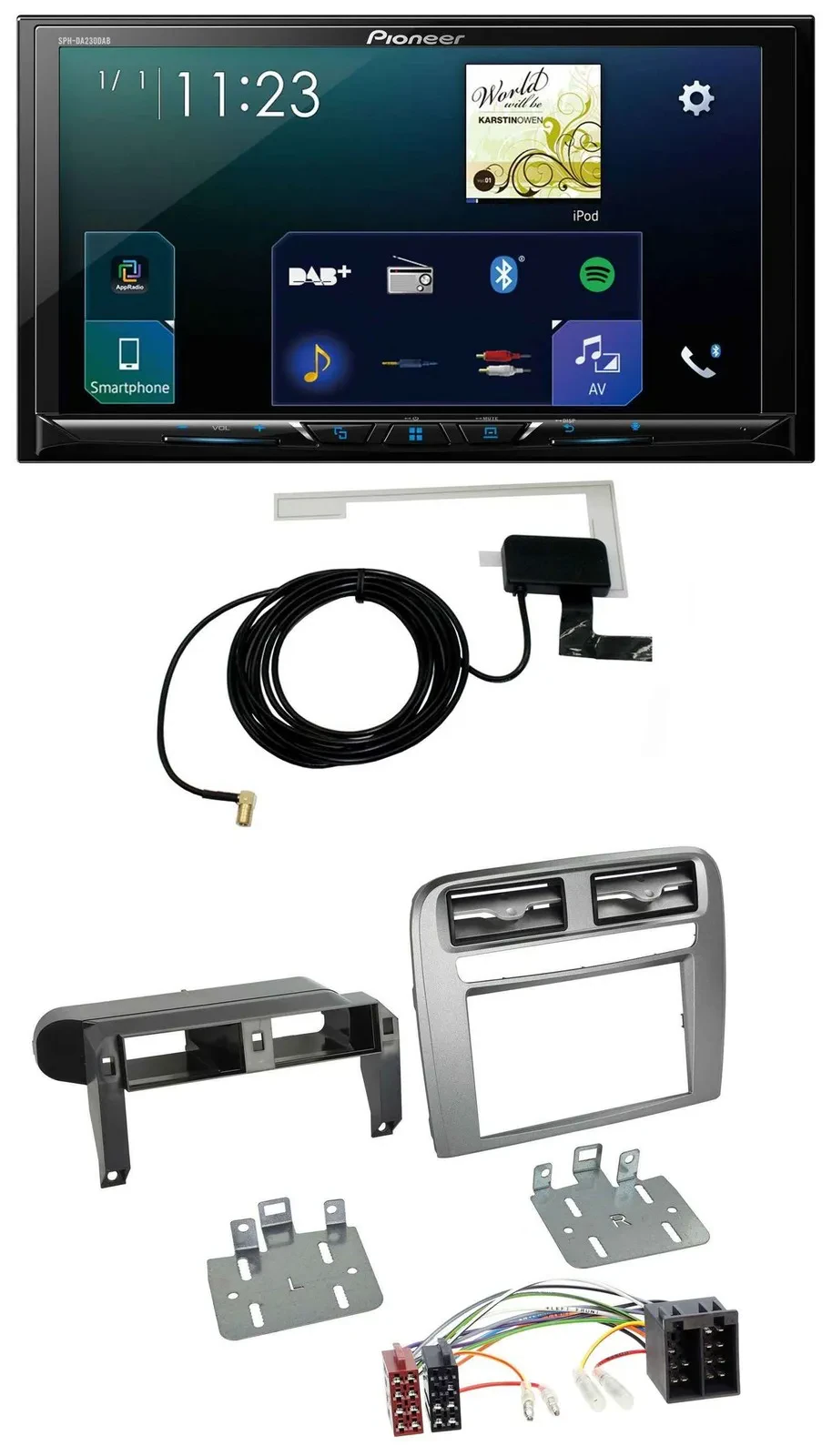 Автомагнитола для Fiat Grande Punto 2005–2009 Pioneer 2-DIN DAB USB MP3 Bluetooth, антрацит