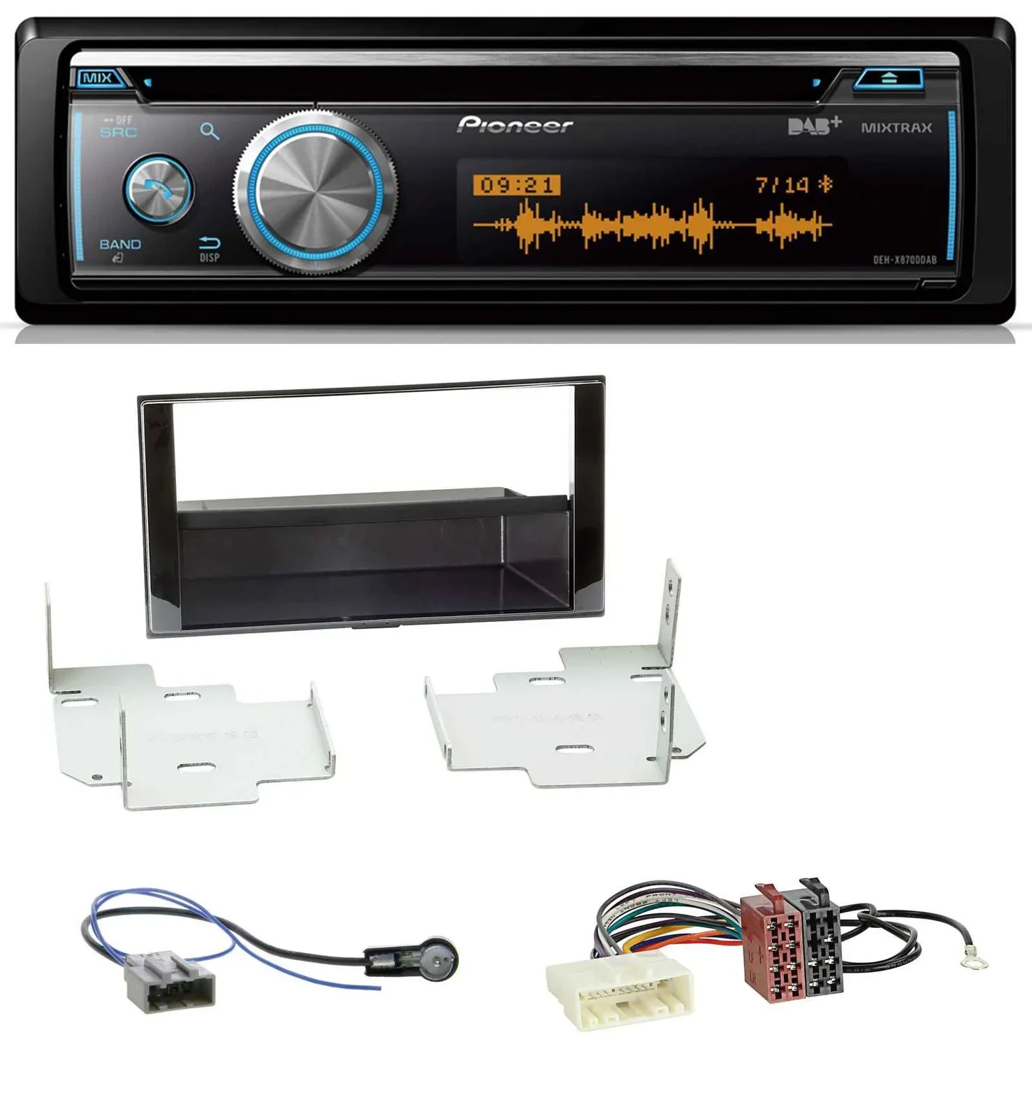 Автомагнитола для Nissan Micra (2013–2017) Pioneer MP3 DAB USB CD Bluetooth, чёрный глянец (piano black)