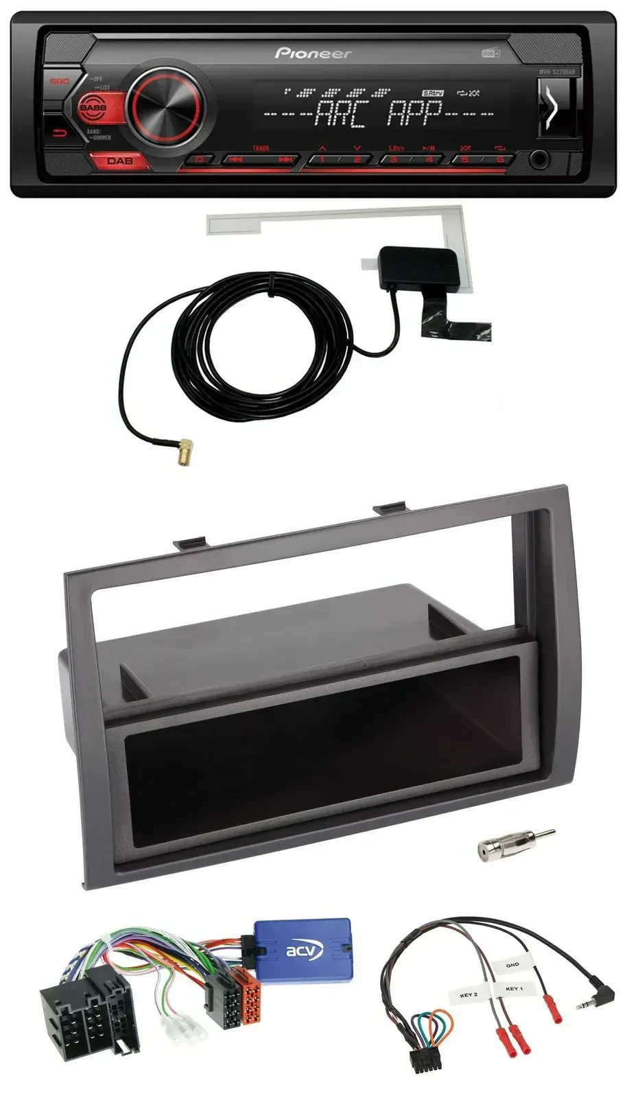 Автомагнитола Pioneer 1-DIN USB DAB MP3 для Fiat Ducato 2008–2011, черный