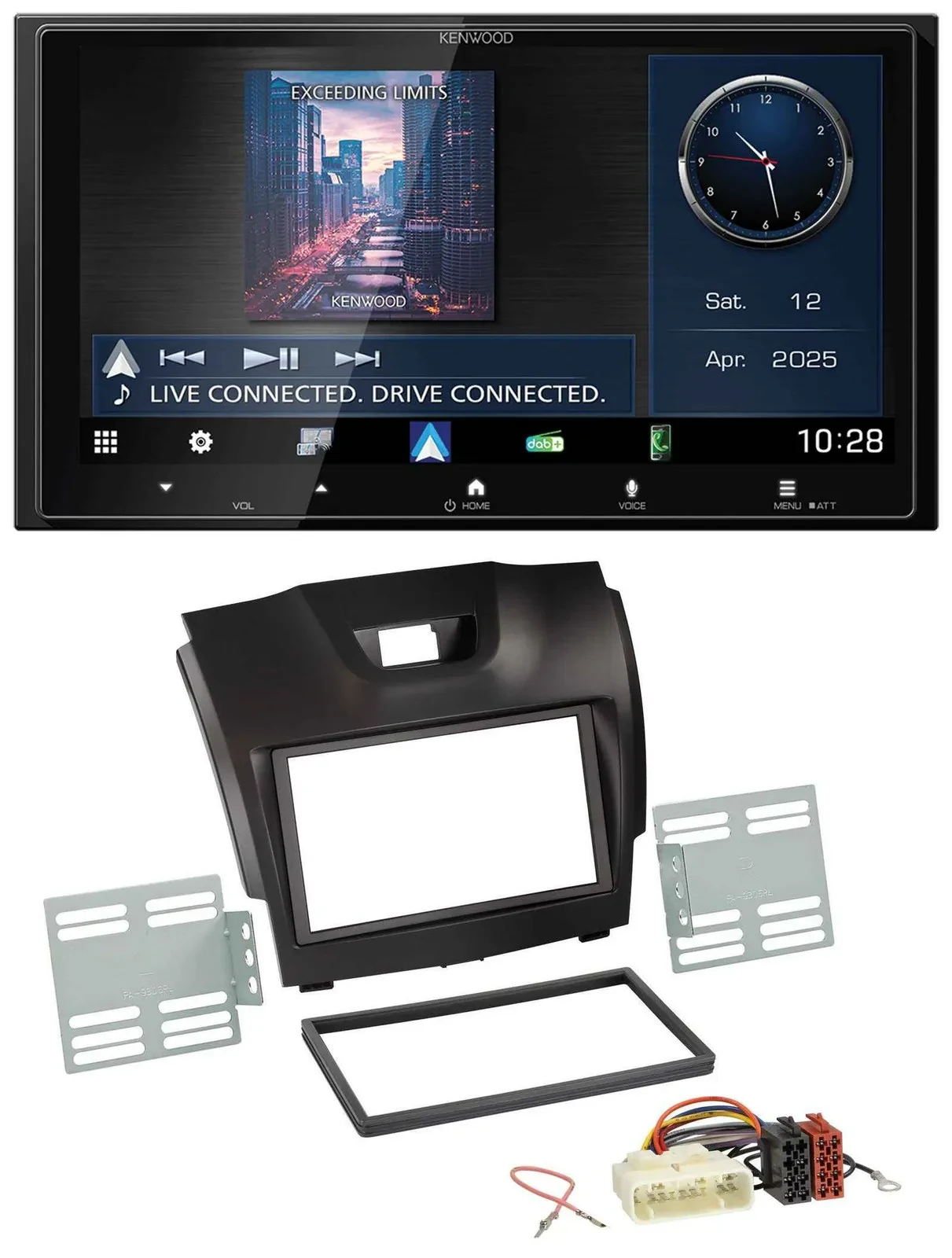 Kenwood Bluetooth 2DIN USB DAB MP3 Autoradio für Isuzu D-Max ab 2012 dunkelgrau