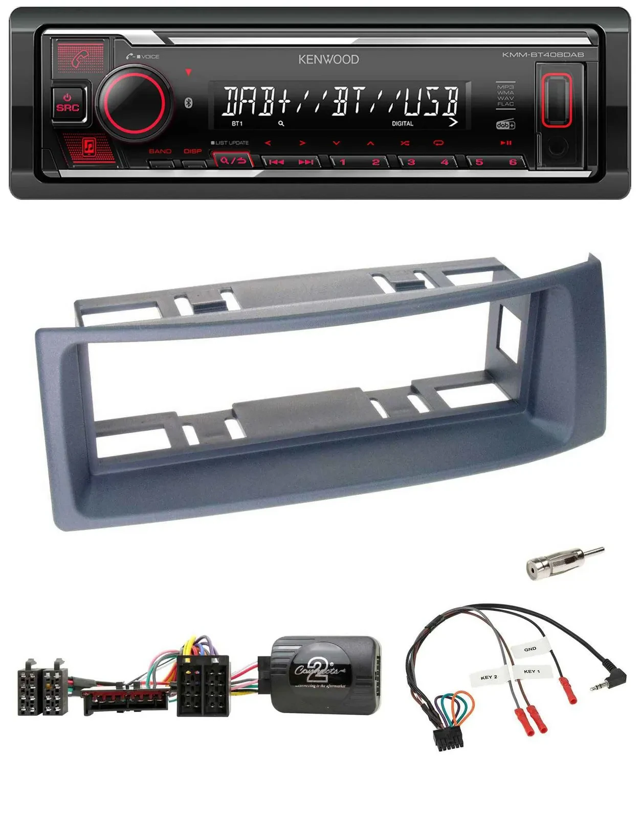 Kenwood Lenkrad Bluetooth USB DAB Autoradio für Renault Scenic Megane 1996-2000