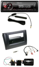 Автомагнитола Pioneer 1 DIN, DAB, USB, для Fiat Stilo 2001–2007, чёрная, с нишей, поддержка кнопок на руле