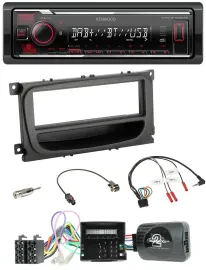 Автомагнитола Kenwood Bluetooth, USB, DAB, с поддержкой управления на руле для Ford Mondeo/S-Max (2007–2014, CAN), черная