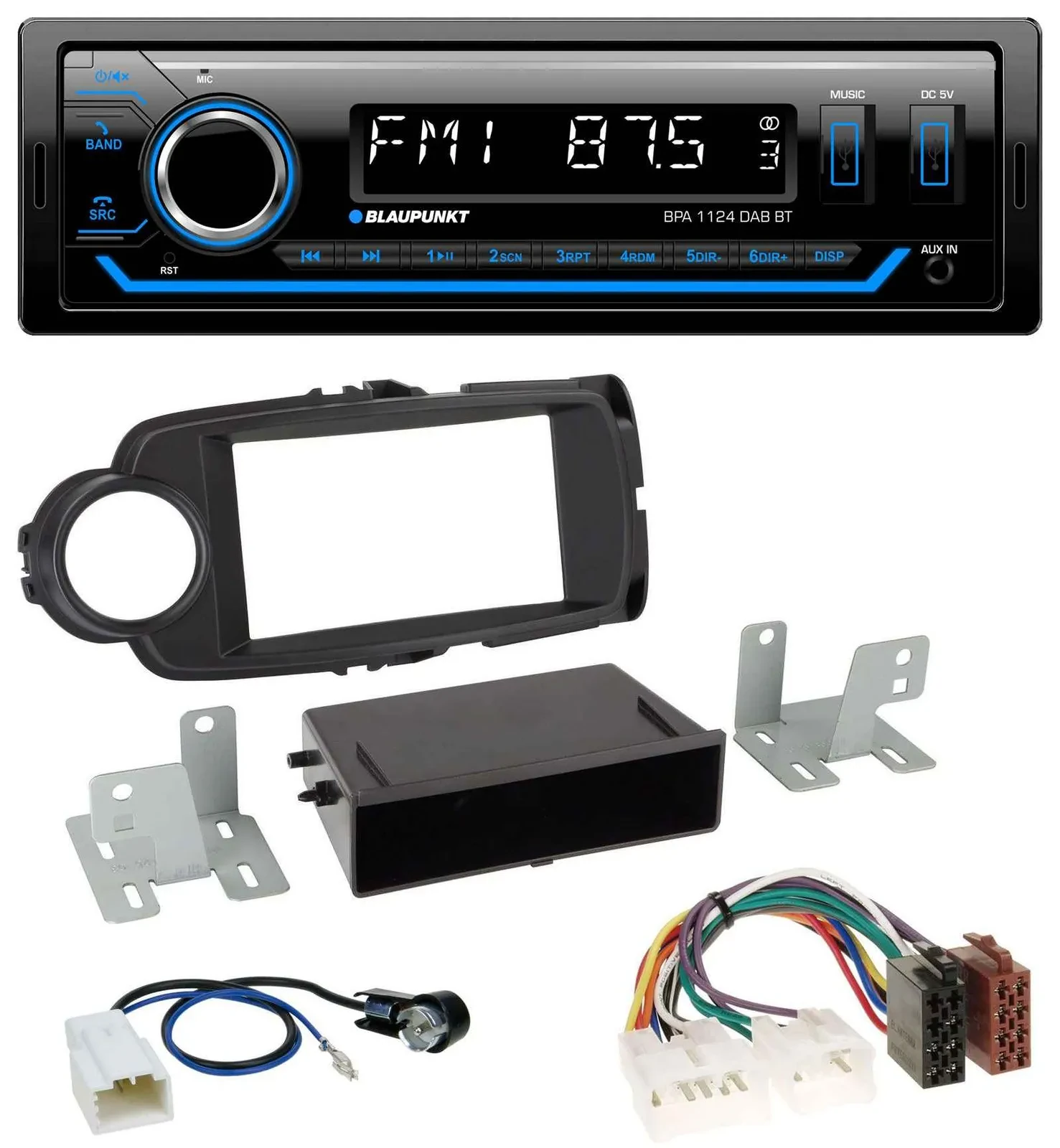 Blaupunkt Bluetooth USB DAB MP3 Autoradio für Toyota Yaris (11-14) - schwarz