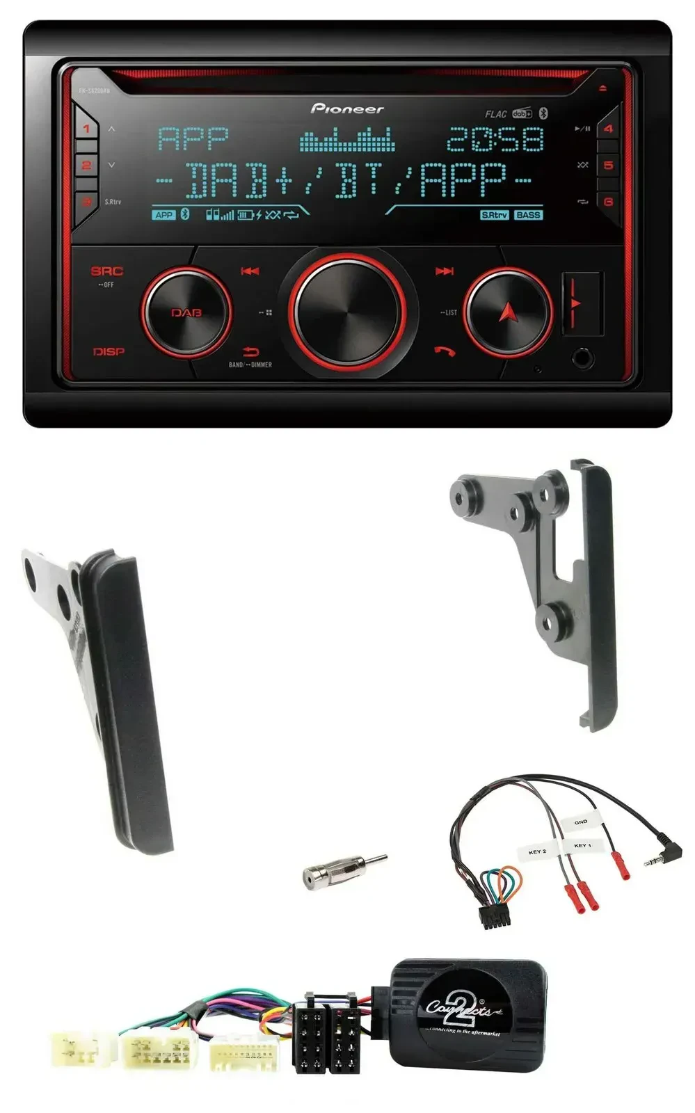 Автомагнитола Pioneer 2DIN DAB Bluetooth USB CD для Toyota Yaris 2007–2010
