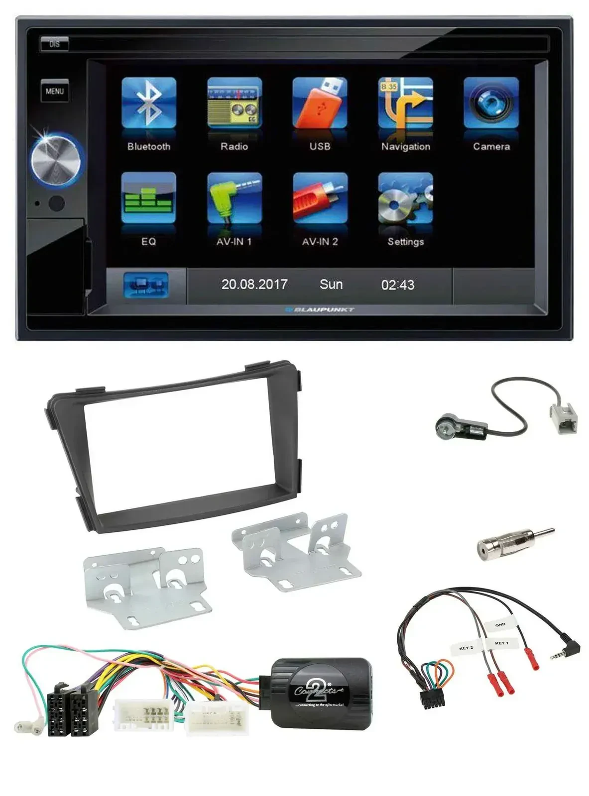 Blaupunkt 2DIN Bluetooth TMC USB Lenkrad SD Navigation für Hyundai i40 VF ab 201
