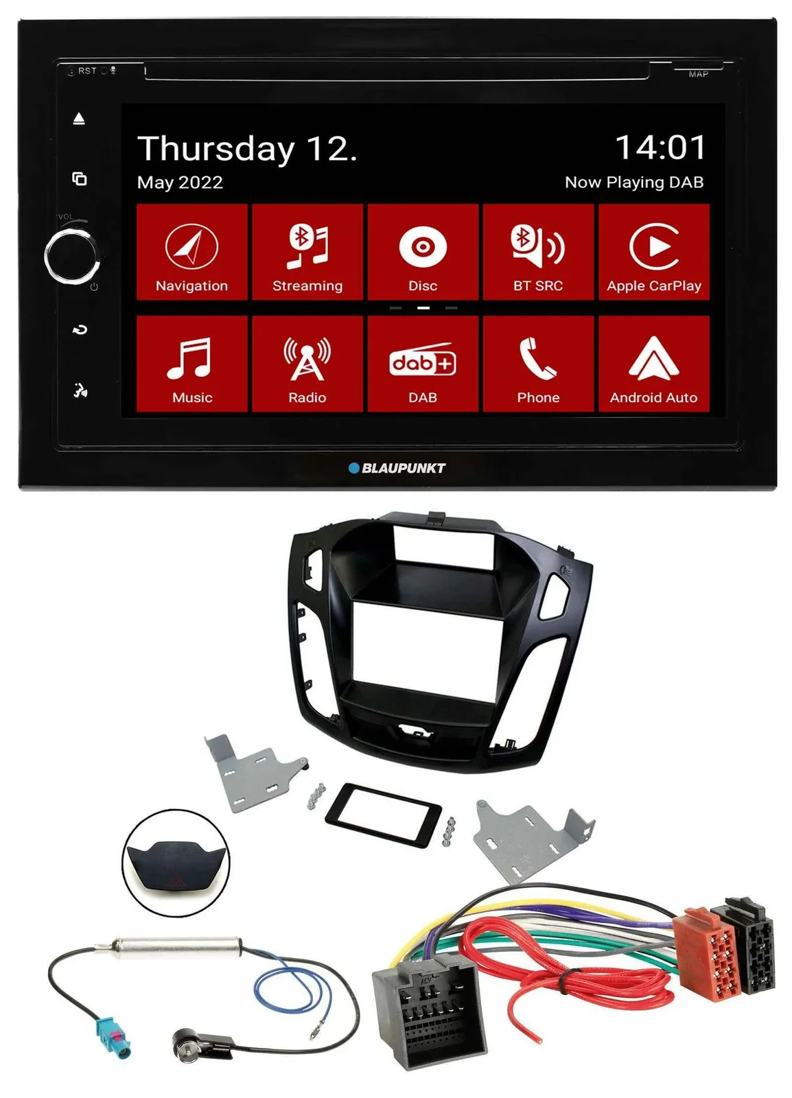 Blaupunkt MP3 DVD Bluetooth DAB 2DIN USB Autoradio für Ford Focus ab 2018 schwar