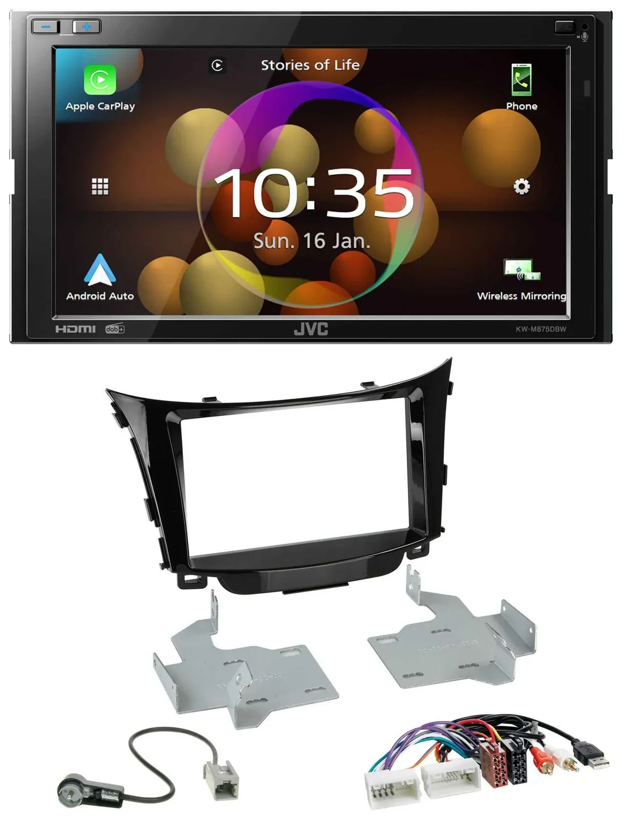 JVC DAB MP3 2DIN Bluetooth USB Autoradio für Hyundai i30 ab 2012 AUX USB