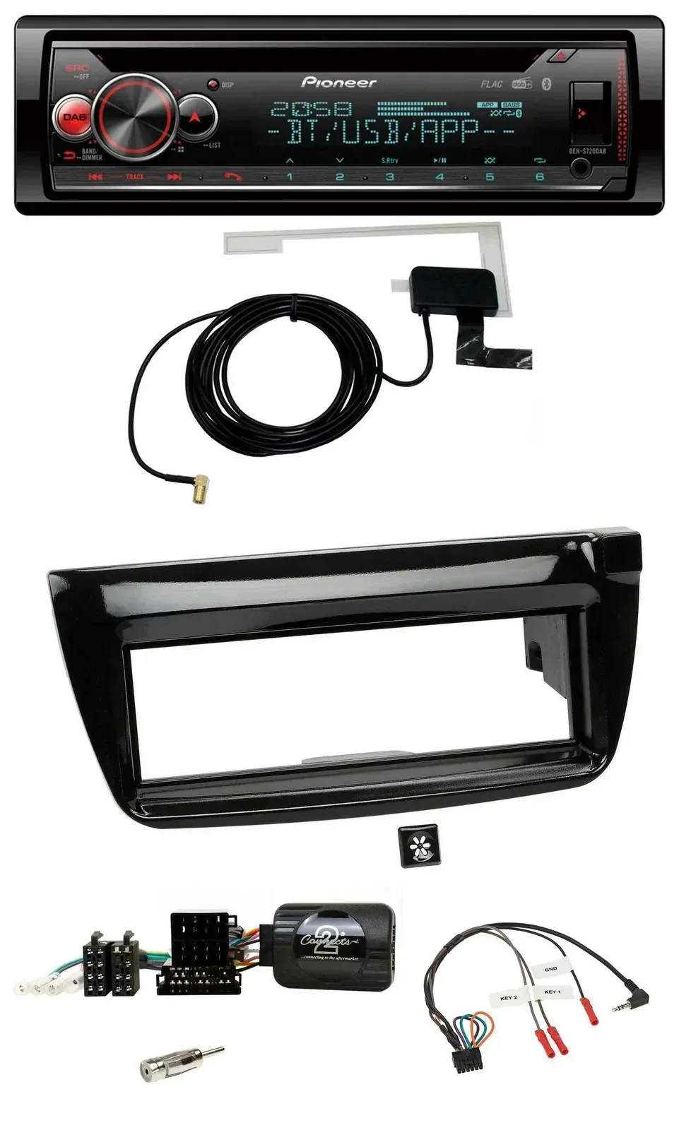 Автомагнитола для Fiat Doblo 2012–2015 Pioneer CD, DAB, USB, Bluetooth, черный глянец