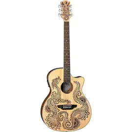 Электроакустическая гитара Luna Guitars Henna Dragon A/E Spruce Satin Natural