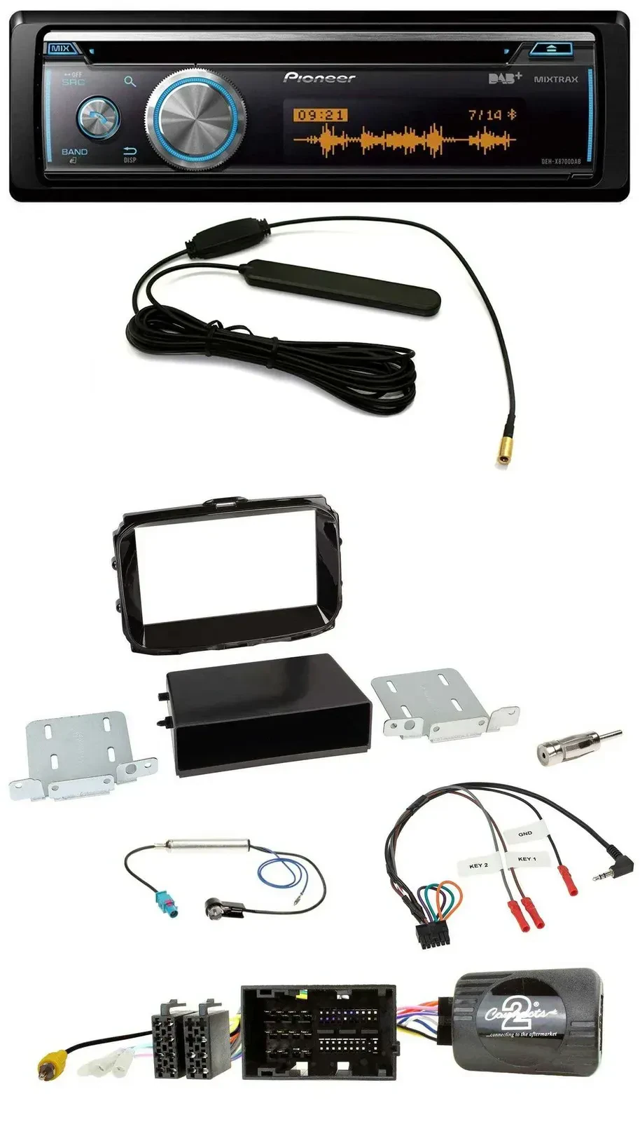 Автомагнитола Pioneer для Alfa Romeo Giulietta (2013–2021) CD, USB, Bluetooth, DAB, черный глянец