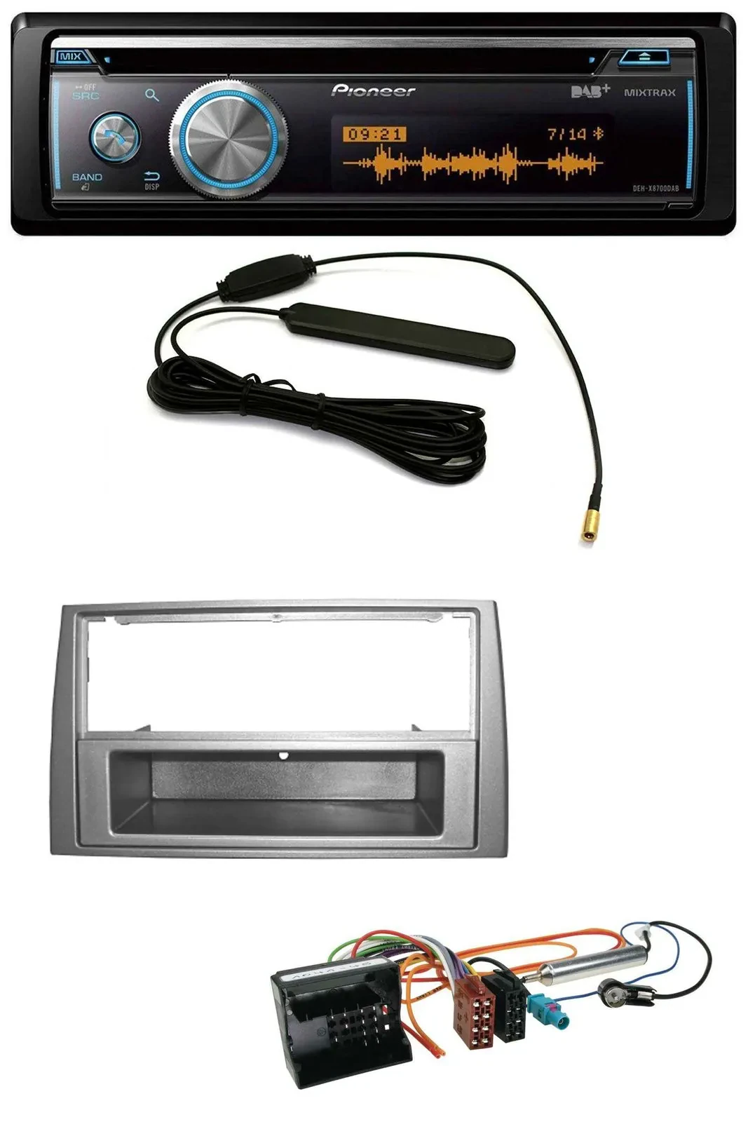 Автомагнитола для Peugeot 308 (2007–2009) Pioneer CD/USB/Bluetooth/DAB, MP3, темно-серебристая