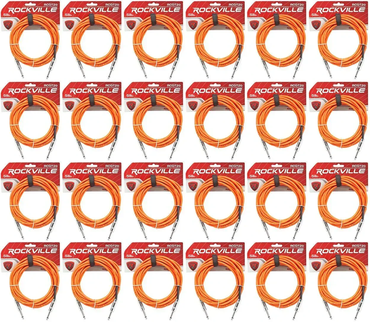 Инструментальный кабель Rockville RCGT20O Orange 6.1 м (24 штуки)