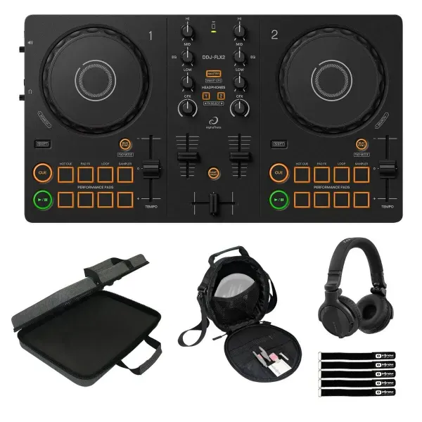 DJ-контроллер с джогом AlphaTheta DDJ-FLX2 Black с аксессуарами