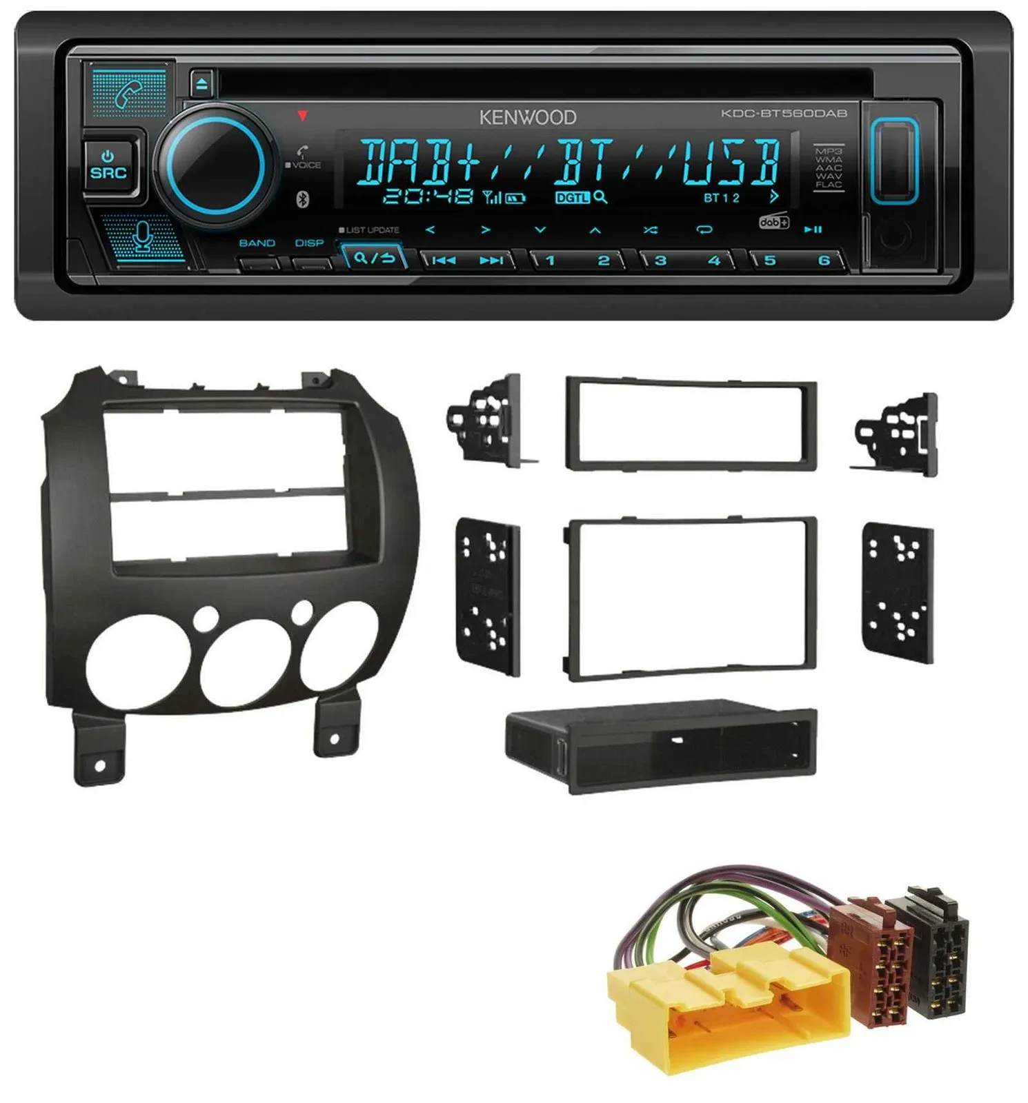 Автомагнитола Kenwood Bluetooth DAB CD MP3 USB для Mazda 2 (с 2007)