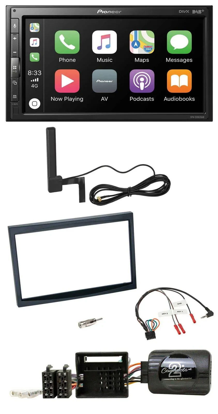 Pioneer USB 2DIN Bluetooth DAB Lenkrad Autoradio für Citroen C2 C3 Berlingo Jump