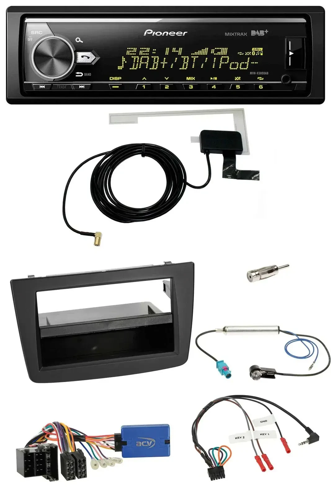 Автомагнитола для Alfa Romeo Mito (2013–2018) Pioneer Bluetooth DAB USB поддержка кнопок на руле ISO