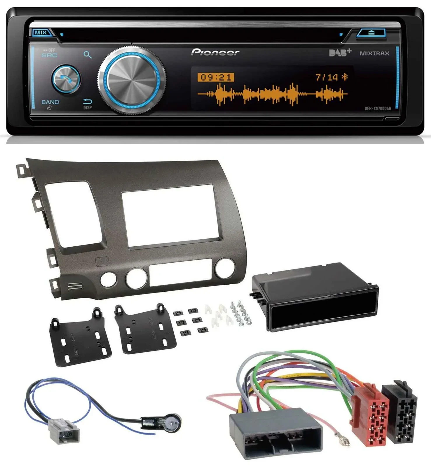 Автомагнитола для Honda Civic Hybrid FD3 (2006–2010) Pioneer MP3 DAB USB CD Bluetooth антрацит