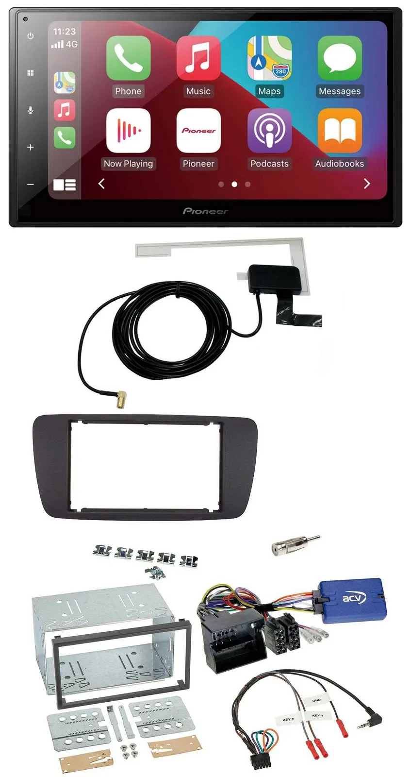 Pioneer USB Bluetooth DAB Lenkrad 2DIN Autoradio für Seat Ibiza ab 08 azabachesc