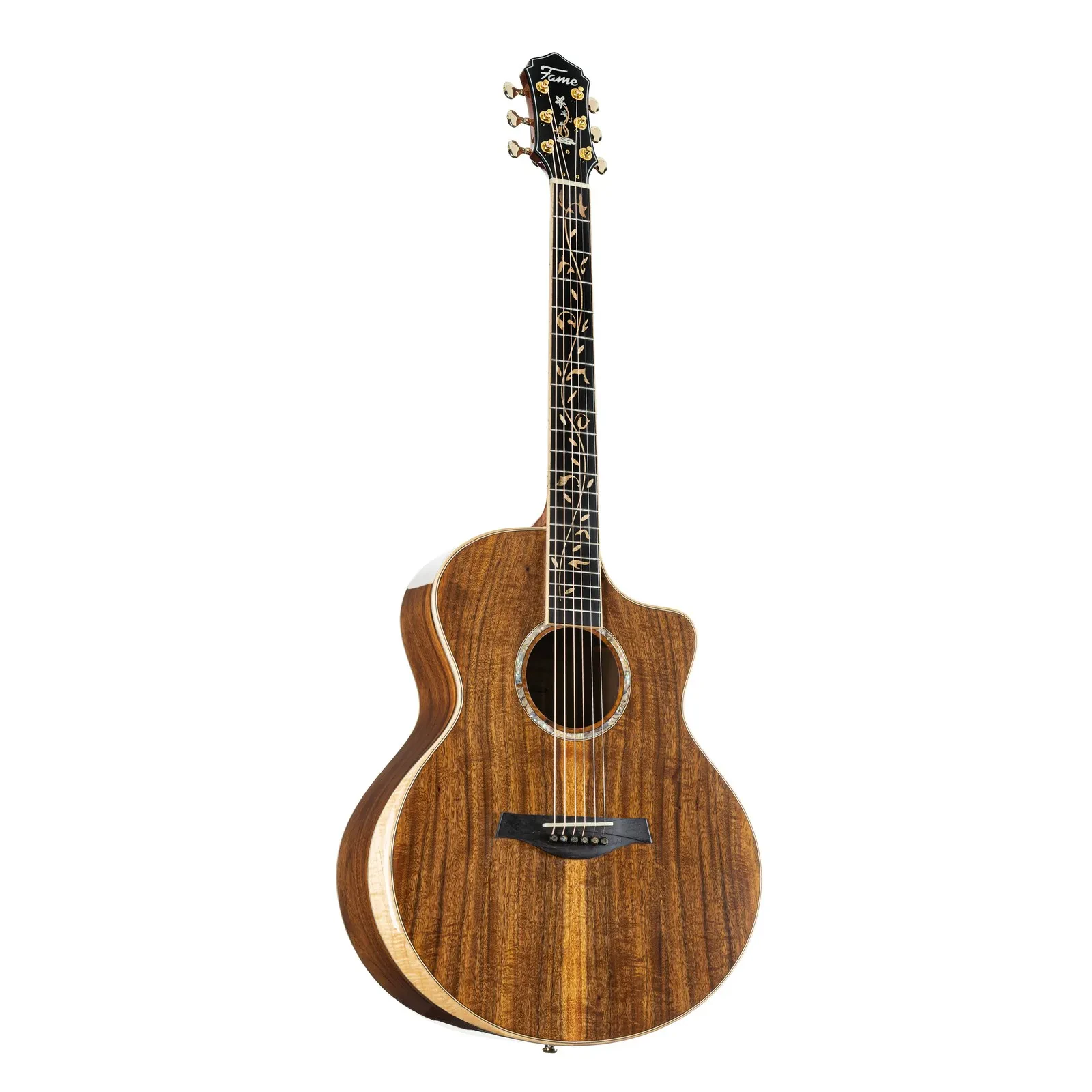 Fame Koa Deluxe Grand Auditorium Westerngitarre, vollmassiv, Koa-Decke, Fishman