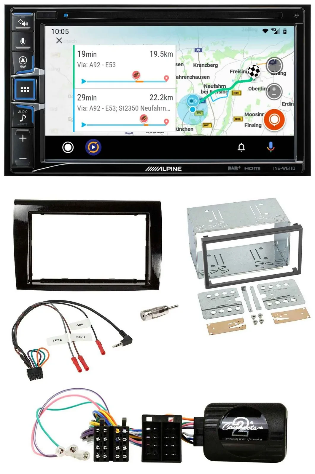 Alpine Bluetooth TMC USB DAB 2DIN Lenkrad Navigation für Fiat Bravo 2007-2014