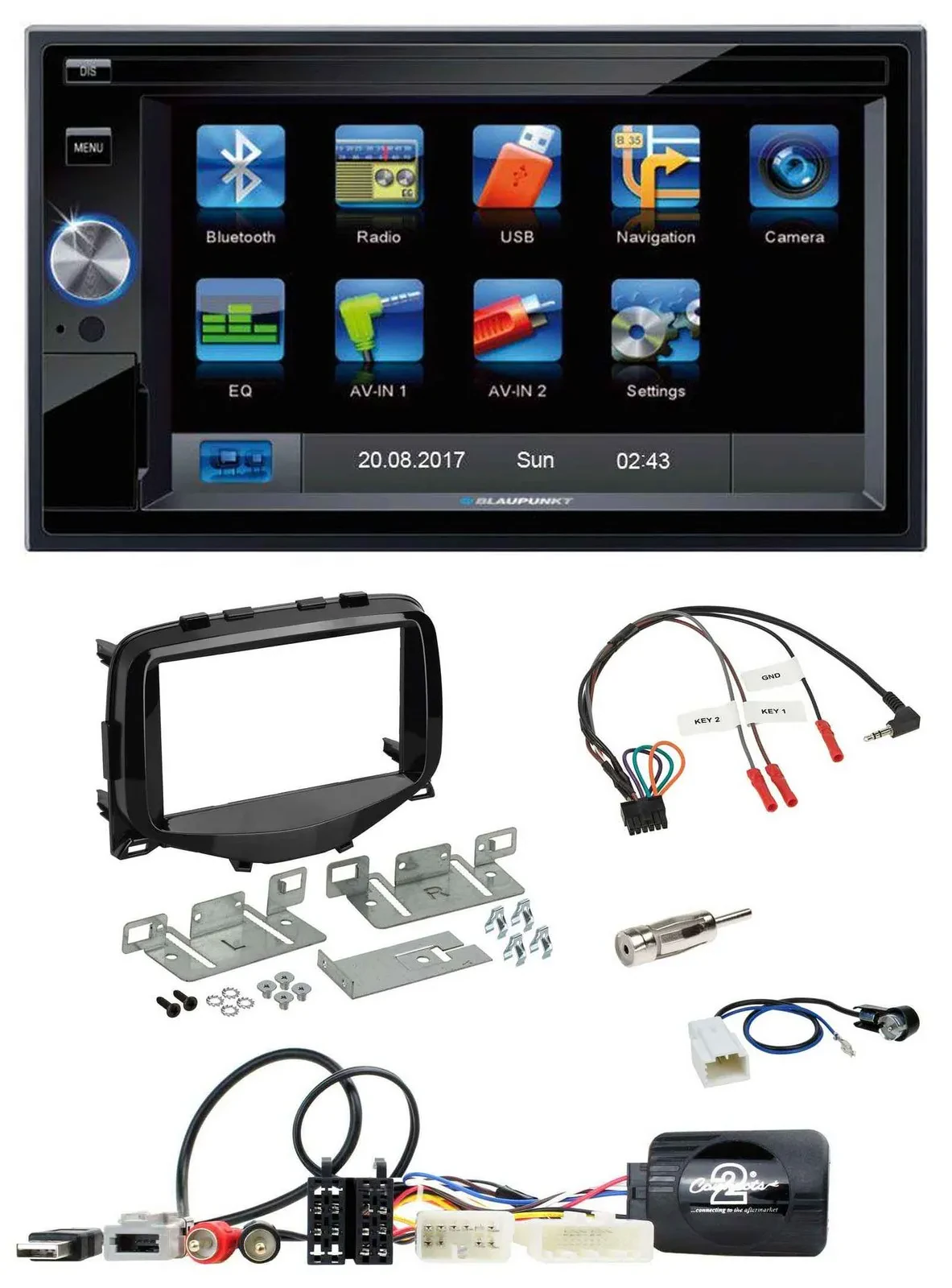Blaupunkt SD USB TMC Bluetooth 2DIN Lenkrad Navigation für Toyota Aygo 2014-2021