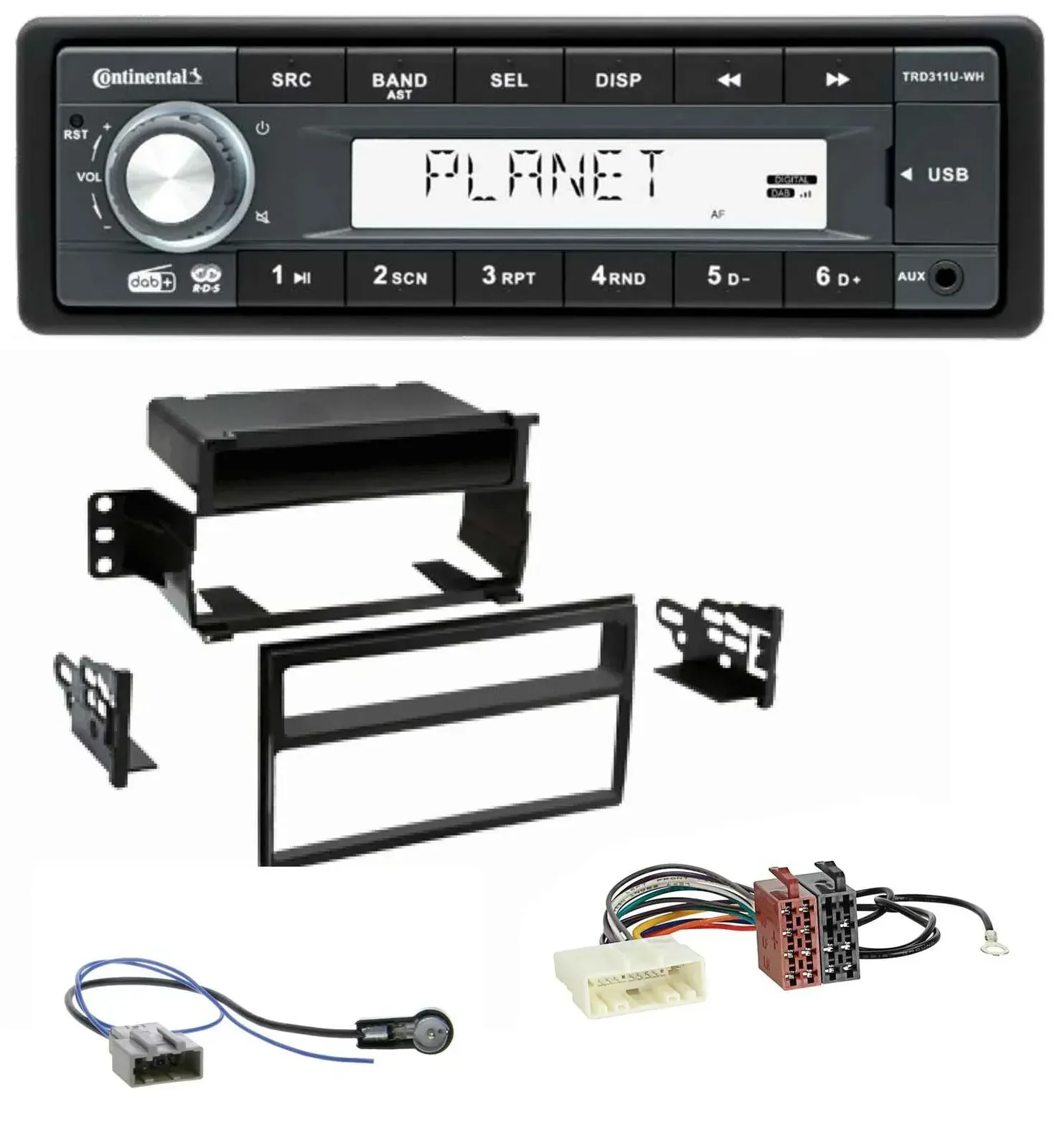 Автомагнитола Continental 1-DIN, MP3, USB, AUX, DAB, для Nissan Tiida/Versa C11 (2007–2011)