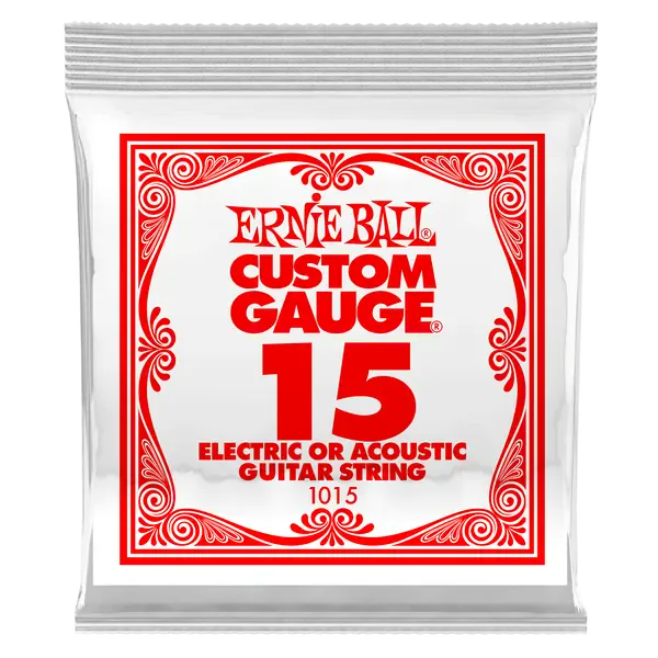 Струна для акустической и электрогитары Ernie Ball P01015 Custom gauge, сталь, калибр 15