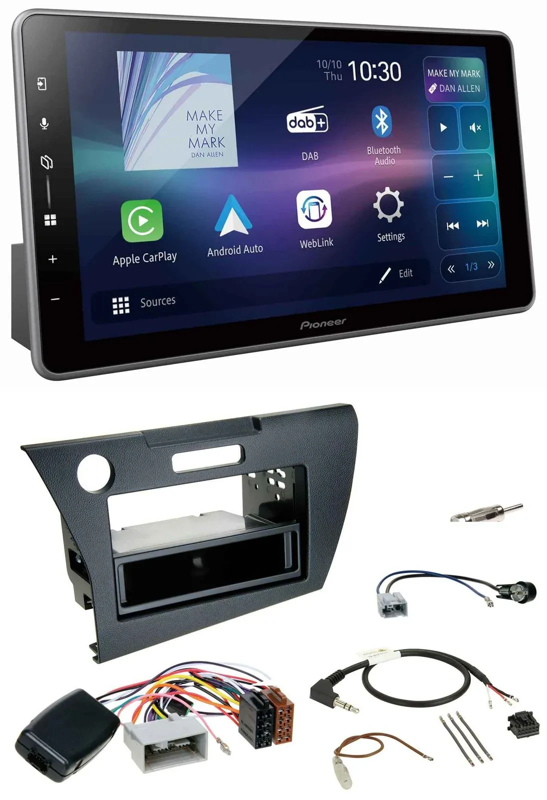 Автомагнитола для Honda CR-Z 2010–2013 Pioneer Bluetooth, USB, DAB, поддержка кнопок на руле