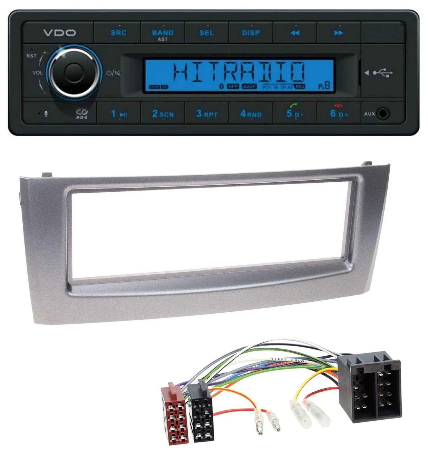 VDO AUX Bluetooth USB MP3 Autoradio für Fiat Punto Grande Punto ab 05 grau