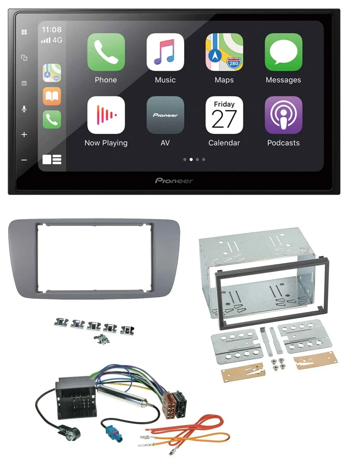 Pioneer MP3 Bluetooth DAB 2DIN USB Autoradio für Seat Ibiza ab 08 conemaragrau