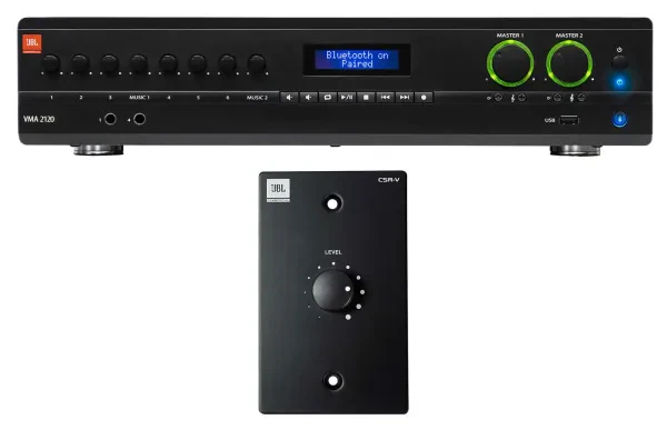 JBL VMA2120 2-Channel/Restaurant 120W Bluetooth Amplifier+Black Wall Controller
