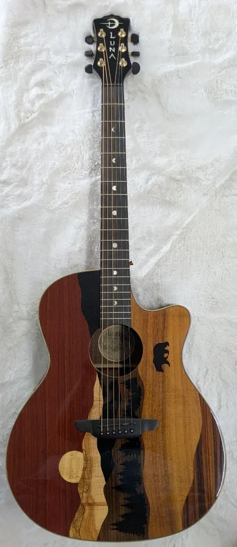 Luna Guitars Vista Bear Ovangkol Body Acoustic Electric Guitar with Case