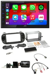 JVC Bluetooth 2DIN Lenkrad DAB USB Autoradio für Fiat 500 08-15 soft touch