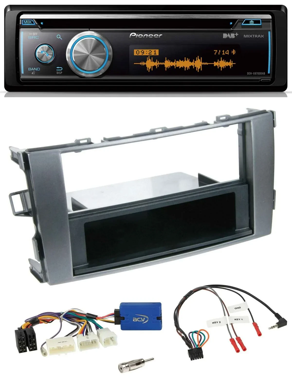 Автомагнитола для Toyota Auris (2011–2012) Pioneer DAB USB CD Bluetooth антрацит