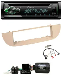 Автомагнитола Pioneer USB/MP3/DAB/CD, поддержка управления с руля, для Fiat 500 (с 2007), перламутрово-серый/бежевый