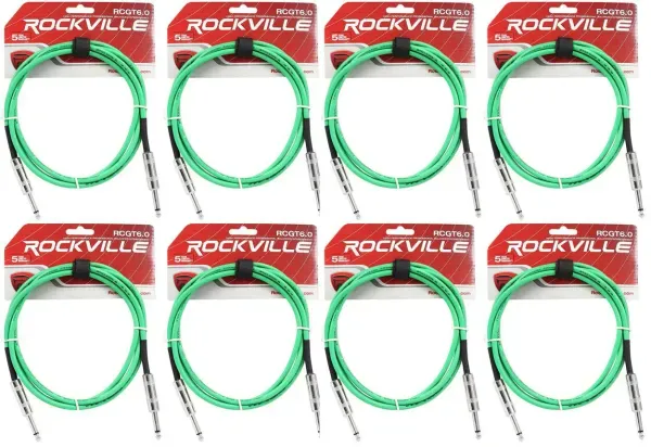 Инструментальный кабель Rockville RCGT6.0G Green 1.8 м (8 штук)