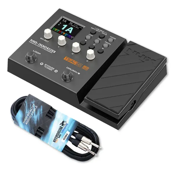 NUX Multi-Effektgerät MG-300 MKII für E-Gitarre mit keepdrum Klinkenkabel