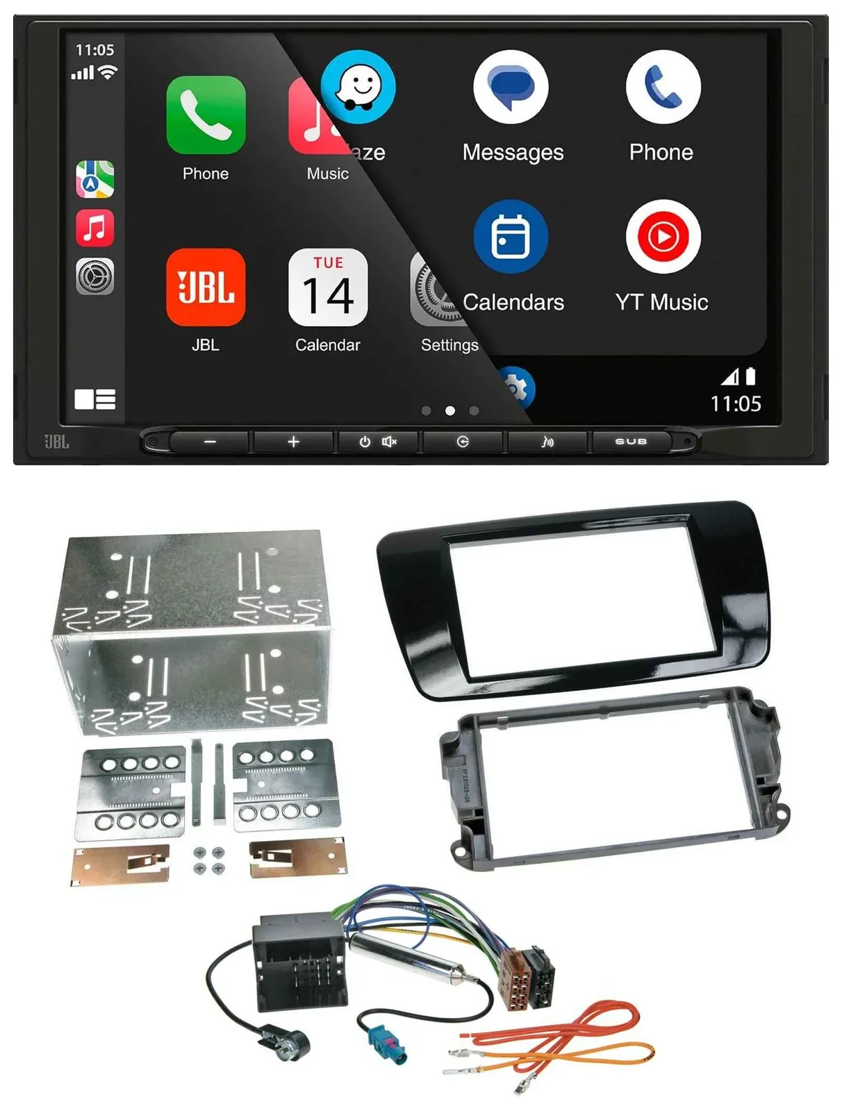 JBL USB 2DIN MP3 Bluetooth AUX Autoradio für Seat Ibiza ab 08 Klavierlack-schwar