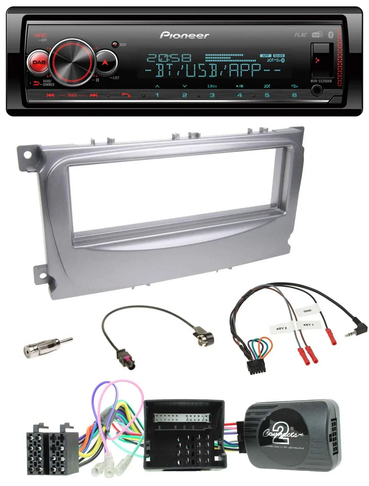 Pioneer Bluetooth USB Lenkrad DAB Autoradio für Ford Galaxy C-Max Focus Can-Bus