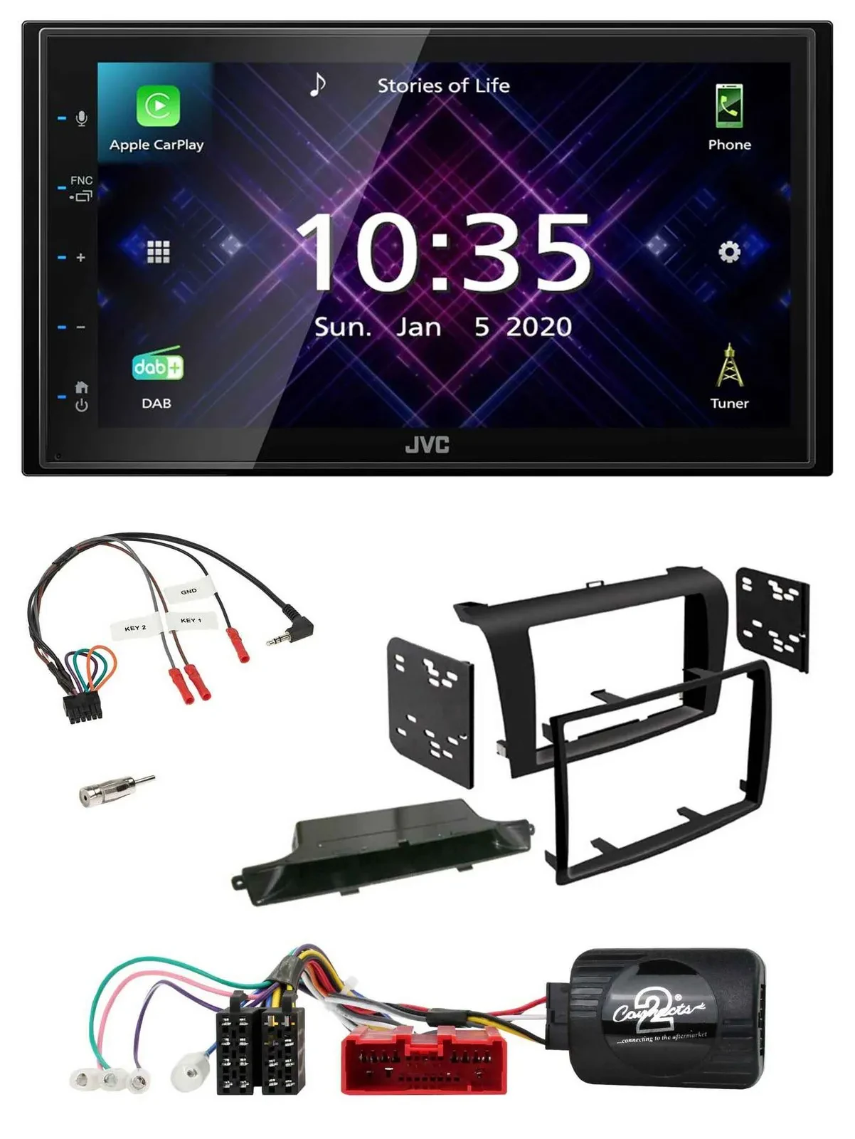 JVC DAB 2DIN Lenkrad Bluetooth USB Autoradio für Mazda 3 2003-2009 schwarz