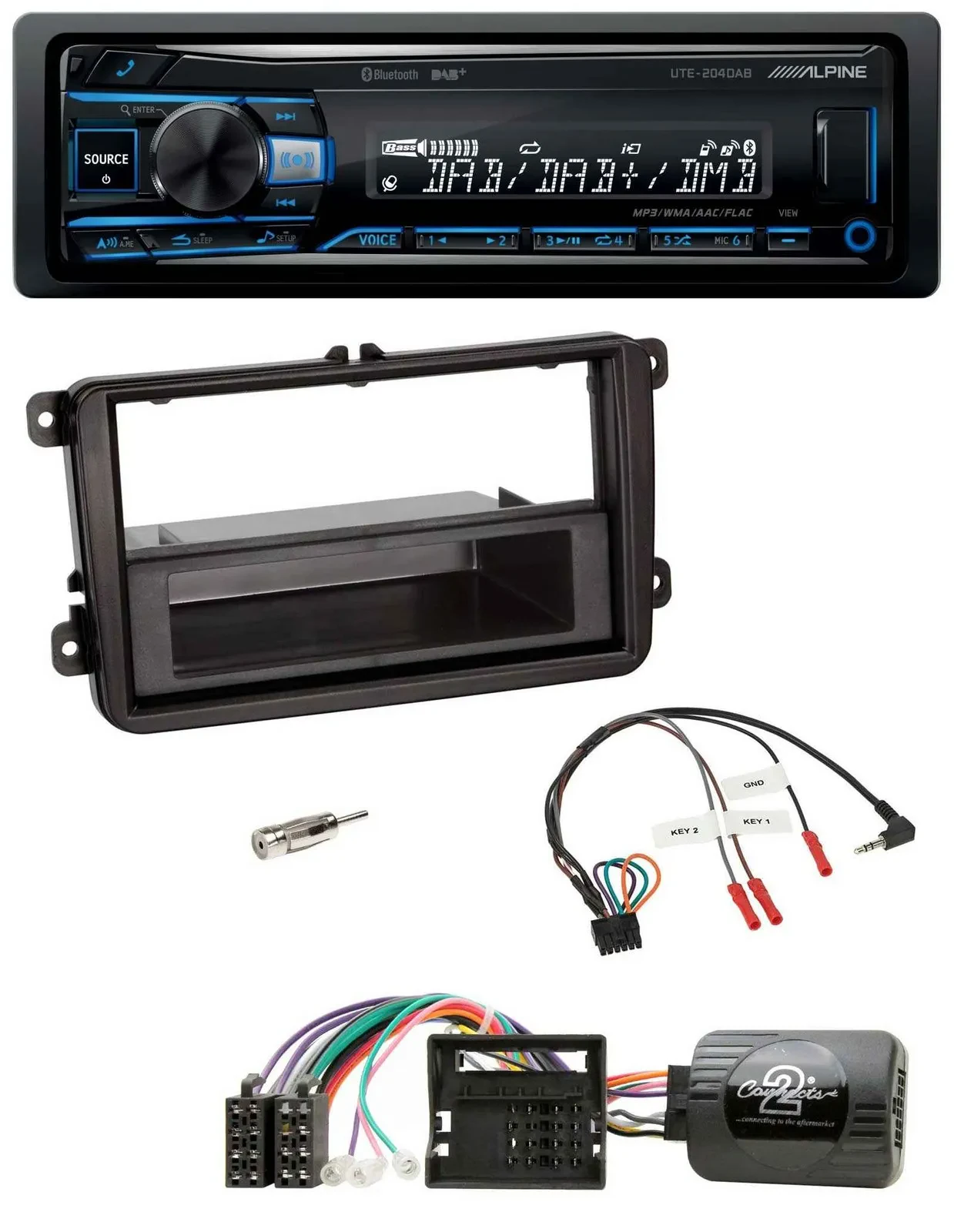 Автомагнитола Alpine USB Bluetooth DAB для Skoda Fabia 5J 2007–2014 с поддержкой кнопок на руле