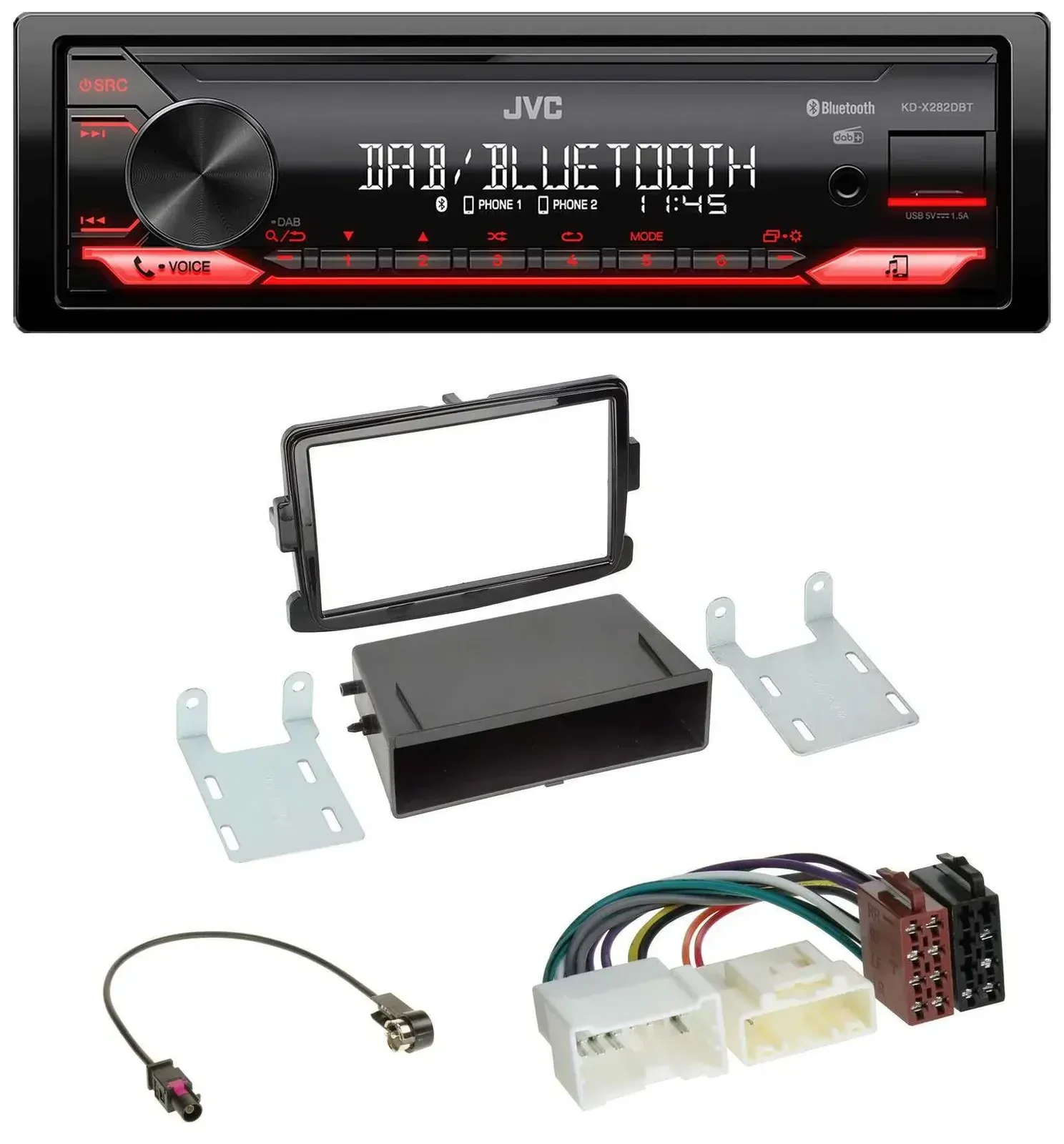 Автомагнитола JVC Bluetooth, USB, DAB, MP3 для Dacia Lodgy, Sandero, Opel Vivaro