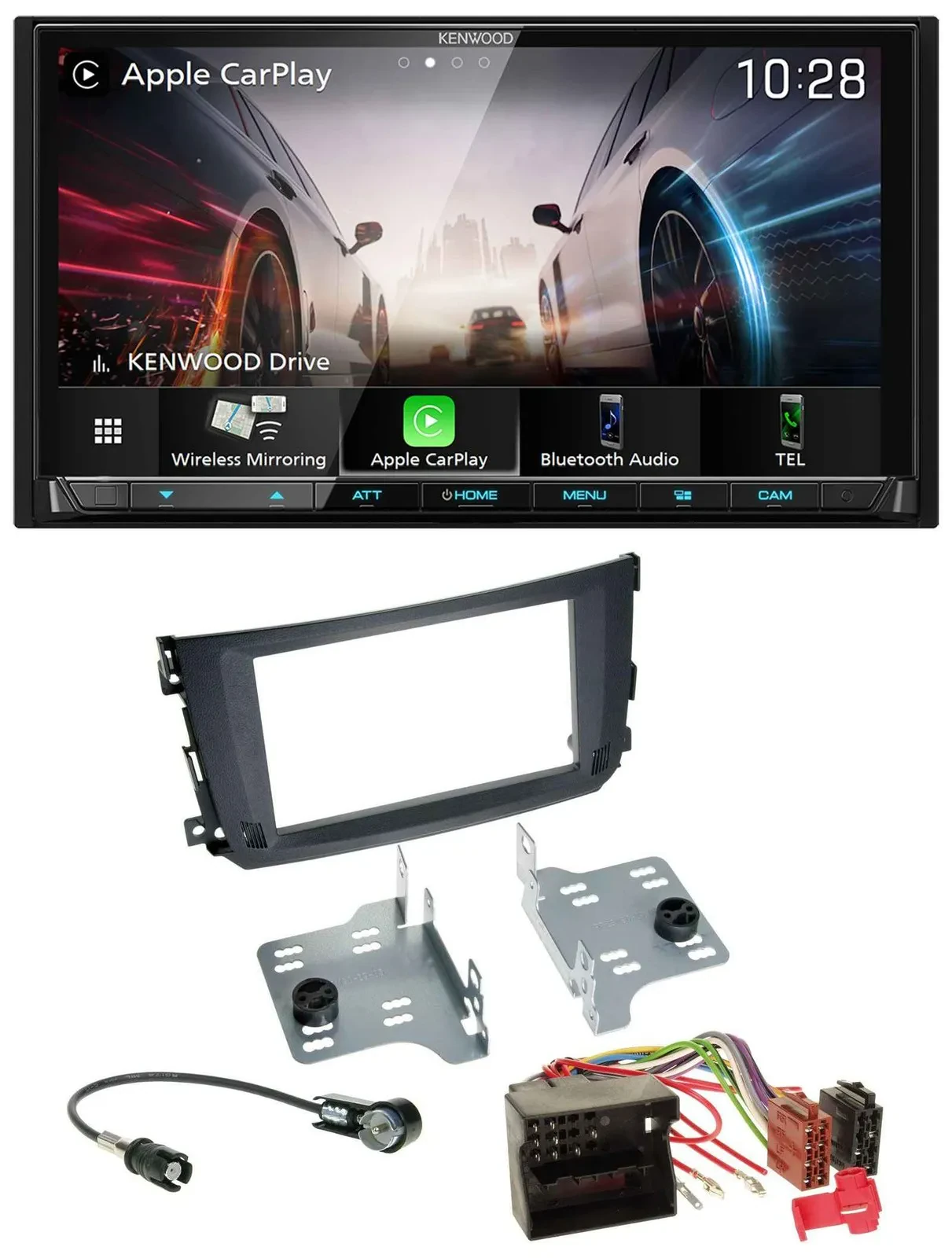 Kenwood MP3 2DIN USB DAB Bluetooth Autoradio für Smart ForTwo 2010-14 Quadlock