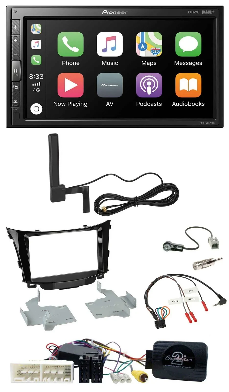 Автомагнитола для Hyundai i30 (с 2017) Pioneer 2DIN, USB, Bluetooth, DAB