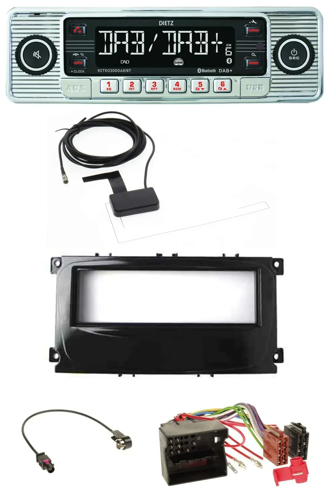 Dietz Bluetooth USB MP3 DAB Autoradio für Ford C-Max Galaxy Focus ab 2007 glänze