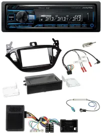 Alpine USB Bluetooth DAB Lenkrad Autoradio für Opel Adam ab 2013 Corsa E Ablage