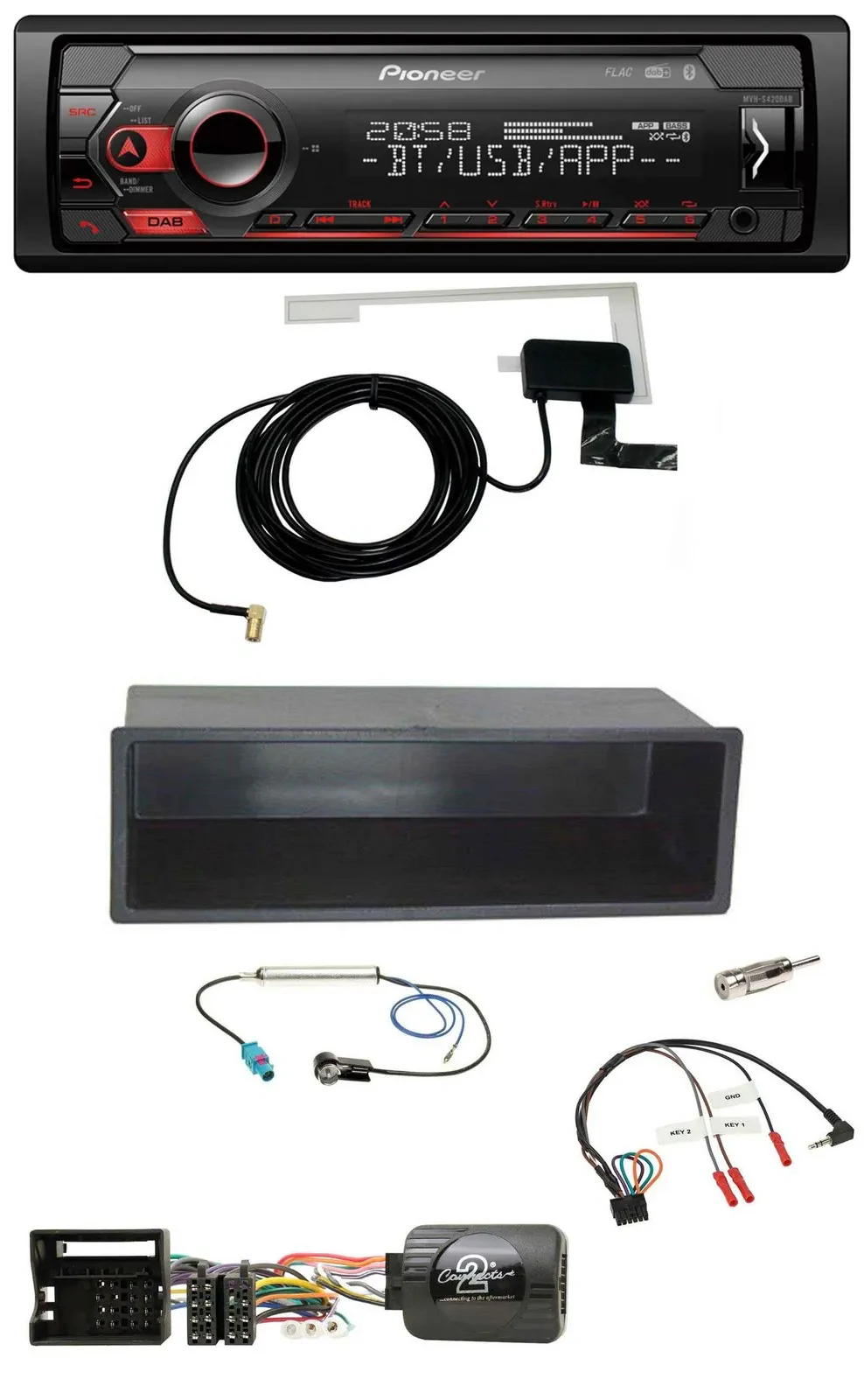 Автомагнитола Pioneer DAB, USB, Bluetooth, поддержка кнопок на руле, для VW Polo/Passat, с нишей