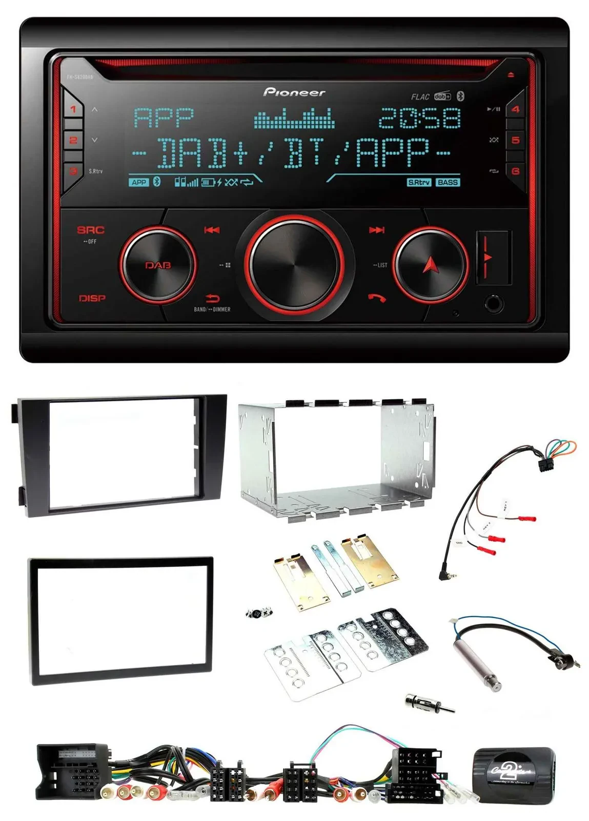 Pioneer 2DIN DAB Lenkrad Bluetooth USB CD Autoradio für Audi A6 C5 2001-2004 Akt