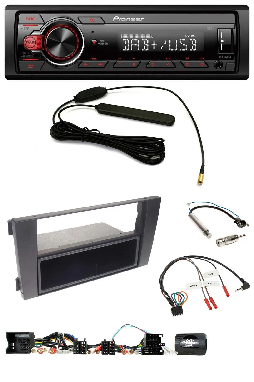 Pioneer MP3 DAB 1DIN Lenkrad USB Autoradio für Audi A6 (2001-2004)